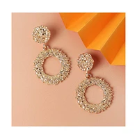 Sohi Women's Silver Corroded Drop Earrings
