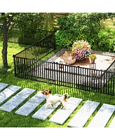 2 Piece Vinyl Picket Fence Set for Garden and Yard Decoration