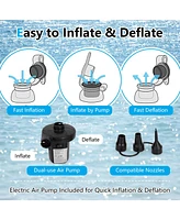 Mecale 6 People Inflatable Flamingo Floating Island with 6 Cup Holders for Pool and River