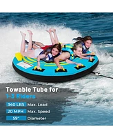 3-Person Inflatable Boat Tube Towable Platform with Double Valves