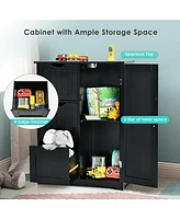 Volenca Bathroom Floor Cabinet Side Storage with 3 Drawers and 1 Cupboard
