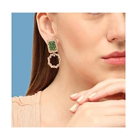 Sohi Women's Green Circular Drop Earrings