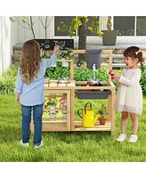 Mud Kitchen Playset with Sink and Plants Observation Room