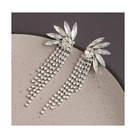 Sohi Women's Silver Bling Drop Earrings