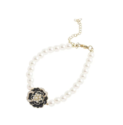 Sohi Women's Silver Rose Strand Bracelet
