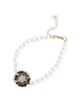 Sohi Womens Silver Rose Strand Bracelet
