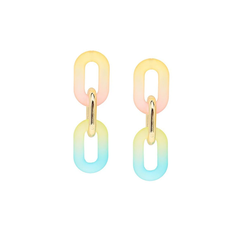 Sohi Women's Gold Ombre Chainlink Drop Earrings