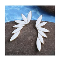 Sohi Women's White Wing Drop Earrings
