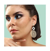 Sohi Women's White Celestrial Filigree Drop Earrings