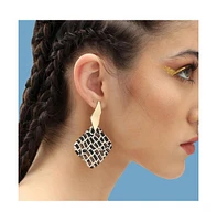 Sohi Women's Black Pavement Drop Earrings
