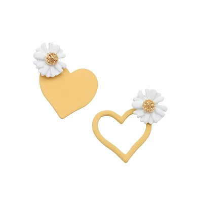 Sohi Women's Green Flora Heart Drop Earrings