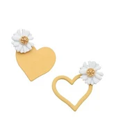 Sohi Womens Green Flora Heart Drop Earrings