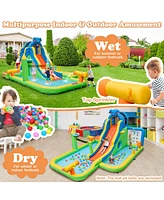 Inflatable Water Slide with Splash Pool and Climbing Wall for Oudoor Indoor without Blower