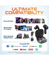 Delton T50 Wireless Earbuds with 4 Enc Microphones, Noise Cancelling Earbuds Wireless, Compatible with Windows/Mac/Pc/Laptops/Phones, Black