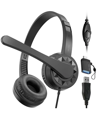 Delton 12Y Computer Headset with Microphone, In-Line Controls, Wired Headphones for Pc/Laptop/Mac, Compatible with Microsoft Teams, Google Meet, and M