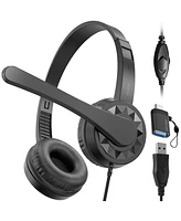 Delton 12Y Computer Headset with Microphone, In-Line Controls, Wired Headphones for Pc/Laptop/Mac, Compatible with Microsoft Teams, Google Meet, and M