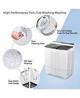 Twin Tub Portable Washing Machine with Timer Control and Drain Pump for Apartment
