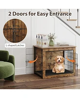 Ecooso Dog Crate Furniture with Cushion and Double Doors for Small/Medium Dogs