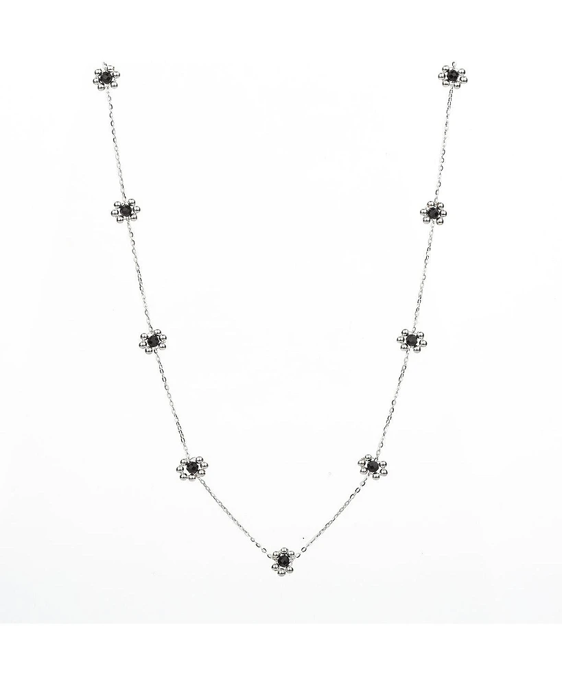 Sterling Silver Dari Onyx Flower Necklace