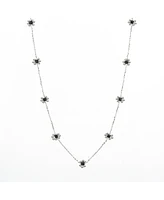 Sterling Silver Dari Onyx Flower Necklace