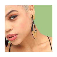Sohi Women's Black Marquise Halo Drop Earrings