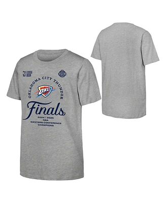 Fanatics Big Boys and Girls Gray Oklahoma City Thunder 2025 Nba Western Conference Champions Locker Room T-Shirt
