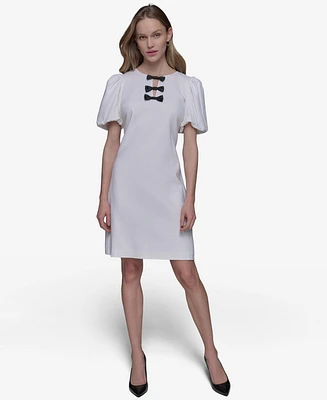 Karl Lagerfeld Paris Women's Bow-Trim A-Line Dress