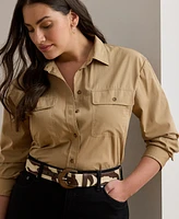 Lauren Ralph Plus Relaxed-Fit Featherweight Cotton Shirt