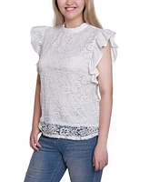 Ny Collection Women's Flutter Sleeve Lace Top