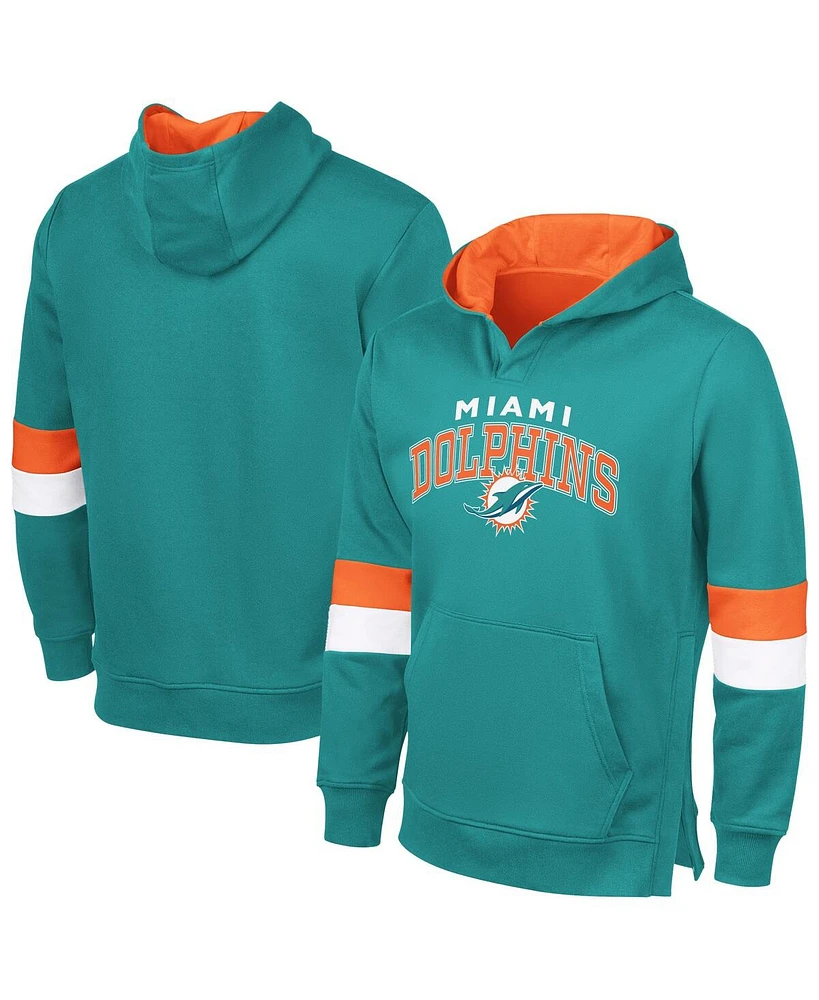 G-iii Sports by Carl Banks Men's Aqua/Orange Miami Dolphins Adaptive Faceoff Pullover Hoodie