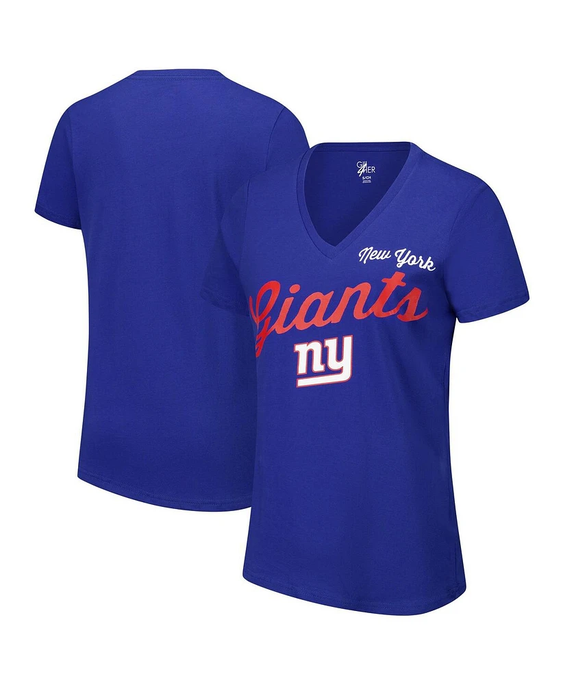 G-iii 4Her by Carl Banks Women's Royal New York Giants Post Season V-Neck T-Shirt