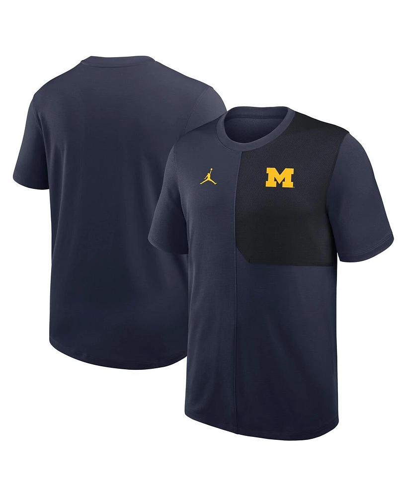 Jordan Men's Navy Michigan Wolverines 2025 Sideline Uv Performance Coach T-Shirt