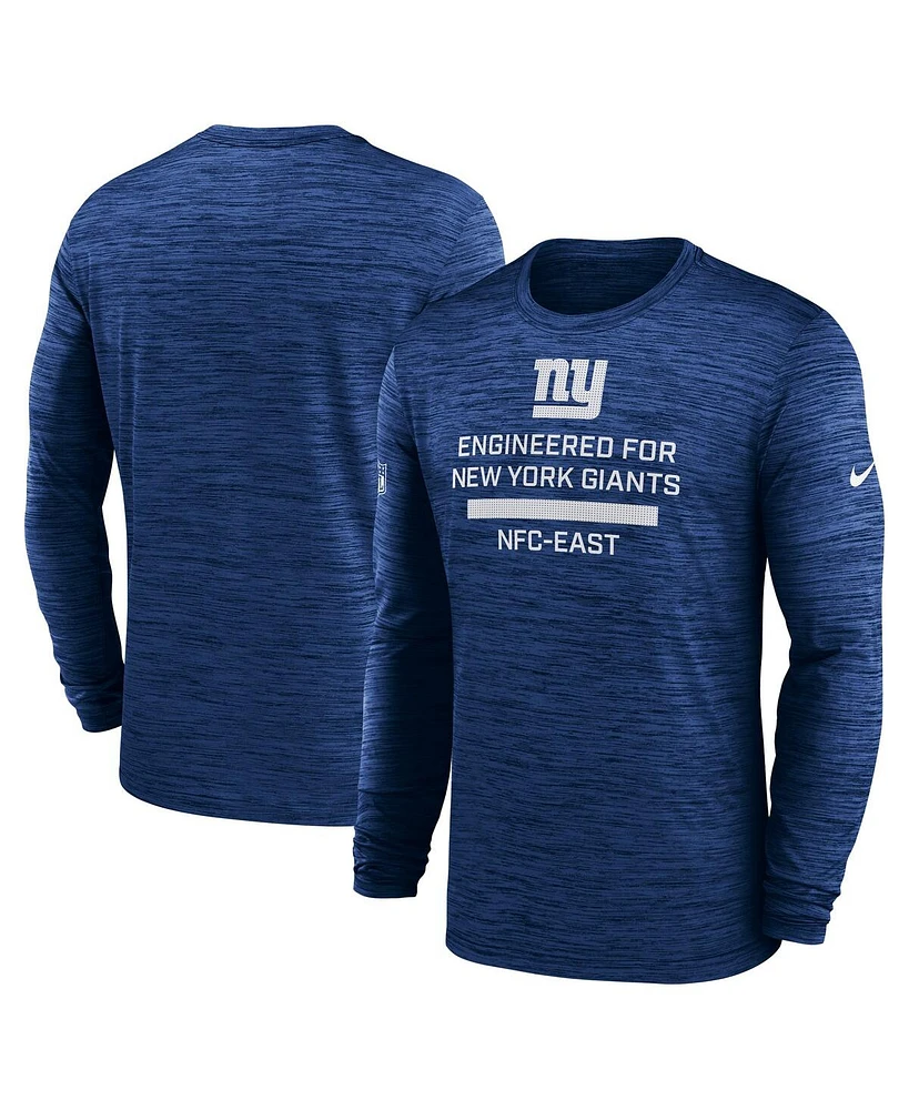 Nike Men's Royal New York Giants Sideline Velocity Performance Long Sleeve T-Shirt