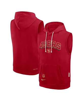 Nike Men's Scarlet San Francisco 49ers Sideline Performance Sleeveless Pullover Hoodie