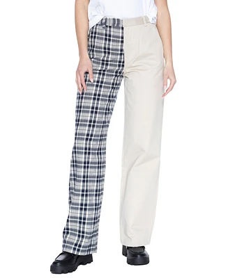 blue revival Women's Mixed-Pattern Wide Leg Trouser