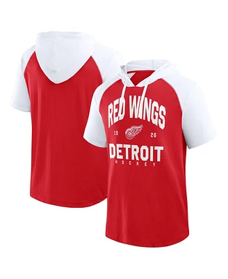 Logo Athletic Men's Red Detroit Wings Prime Raglan Short Sleeve Pullover Hoodie