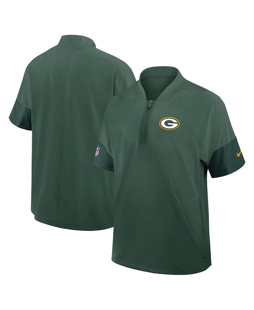 Nike Men's Green Bay Packers Sideline Short Sleeve Quarter-Zip Performance Coach Jacket