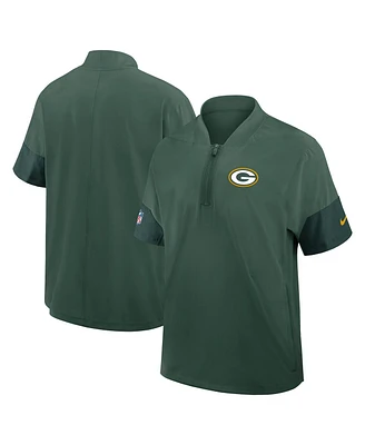 Nike Men's Green Bay Packers Sideline Short Sleeve Quarter-Zip Performance Coach Jacket