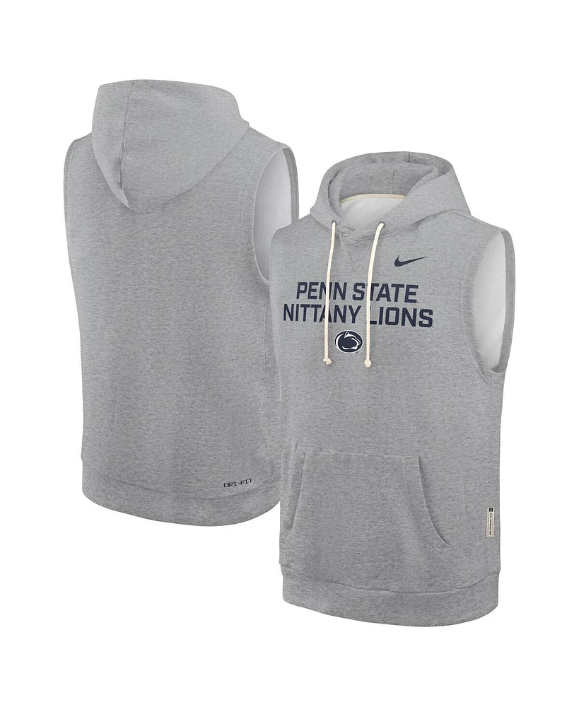 Nike Men's Heather Gray Penn State Nittany Lions 2025 Sideline Performance Sleeveless Pullover Hoodie