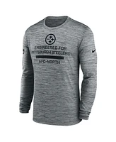 Nike Men's Gray Pittsburgh Steelers Sideline Velocity Performance Long Sleeve T-Shirt