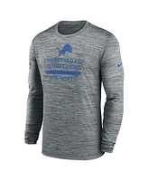 Nike Men's Gray Detroit Lions Sideline Velocity Performance Long Sleeve T-Shirt