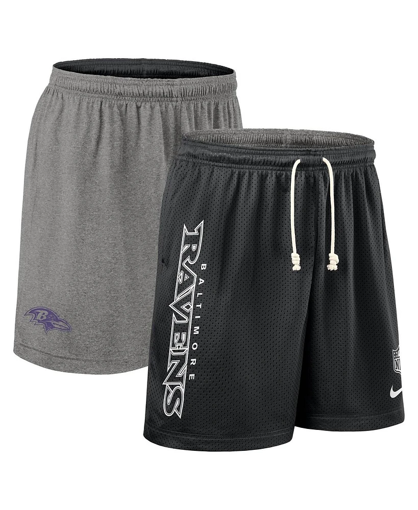 Nike Men's Black Baltimore Ravens Sideline Reversible Performance Shorts