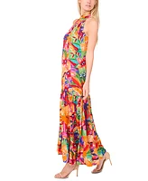 Msk Women's Printed Halter Tie-Back Maxi Dress