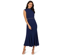 Adrianna Papell Petites Mock-Neck Crepe Midi Dress