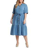 Nydj Plus Kate Elbow Ruffle Sleeve Dress