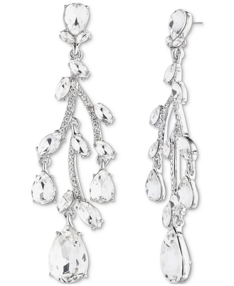 Givenchy Silver Tone Viney Crystal Chandelier Earrings