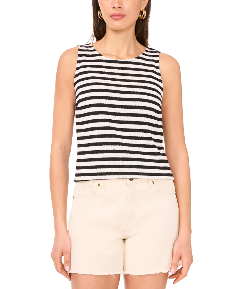Vince Camuto Women's Striped Crewneck Sleeveless Top