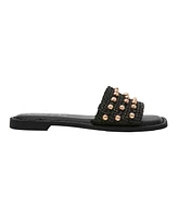 Wild Pair Women's Grettaa Embellished Flat Slide Sandals, Exclusively at Macy's