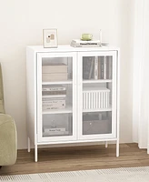 Manhattan Comfort 31.5" Steel Amelia Modern 3-Shelf Accent Cabinet