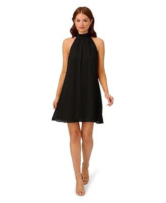 Adrianna Papell Women's Chiffon Mock-Neck Sleeveless Shift Dress